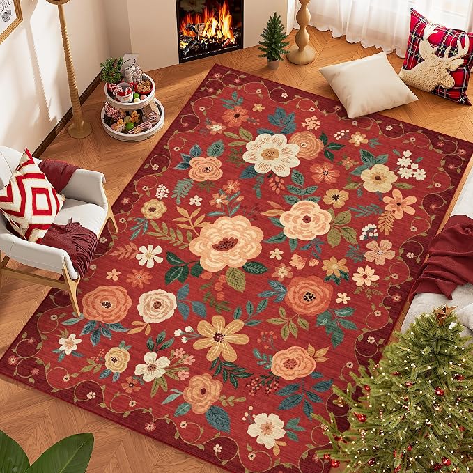 DUKINO 5x7 Area Rug, Floral Rugs - Image 2