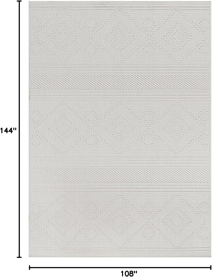 Beverly Rug Micro Loop Large Area Rug White 9x12 Modern Luxury Boho Geometric - Image 2