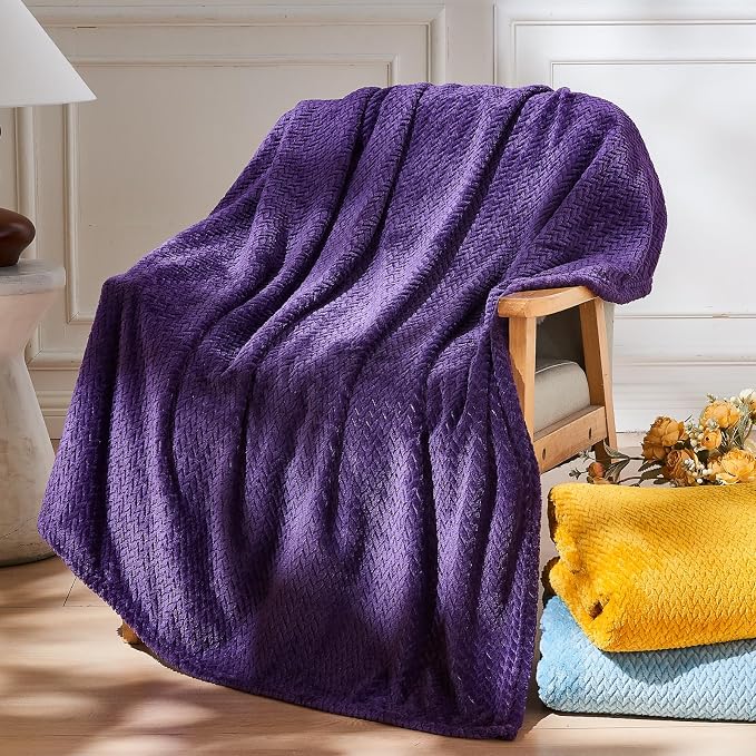 NEWCOSPLAY Super Soft Twin Blanket Dark Purple Premium Silky Flannel Fleece by NEWCOSPLAY