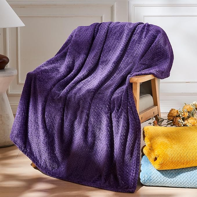NEWCOSPLAY Super Soft Throw Blanket Dark Purple Premium Silky Flannel Fleece by NEWCOSPLAY