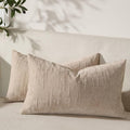 Set of 2 Soft Textured Throw Pillow Covers 12x20, Invisible Zipper Neutral by HOME