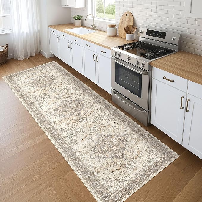 Runner Rug Kitchen Washable Rugs: 3x8 Non-Slip Boho Soft Vintage Stain by LOONGRUG
