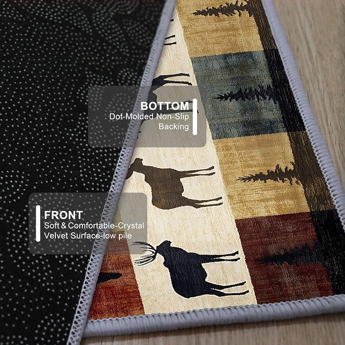 Colorful Elk Pine Tree Bohemian Hallway Rug 2x7ft - Image 5
