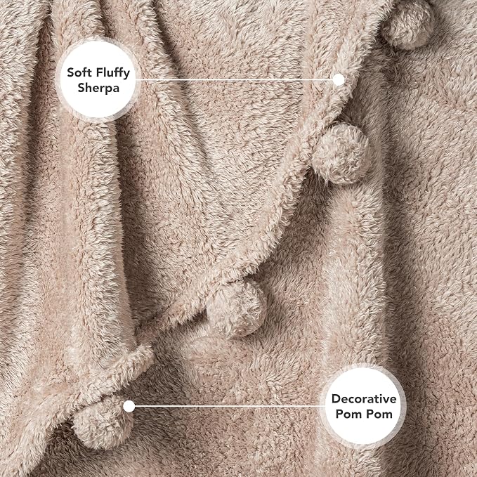 PAVILIA Tan Sherpa Throw Blanket - Image 4