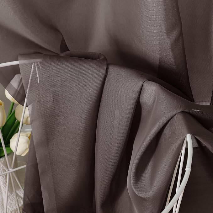 OVZME 2 Panels Sheer Curtains 63 Inches Long Light Weight Soft Voile Drapes - Image 4