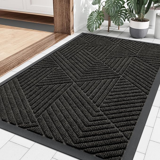 Smiry Front Door Mat Outside Entrance, Heavy Duty Sturdy Natural Rubber Doormat by Smiry
