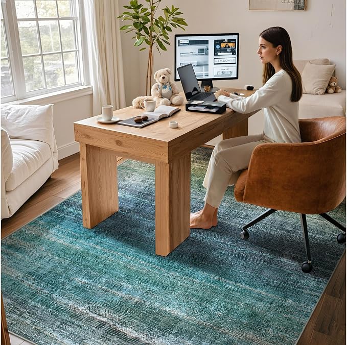 Kokia Abstract Area Rugs 6x9 Boho Washable Distressed Retro Indoor Floor Rug - Image 2