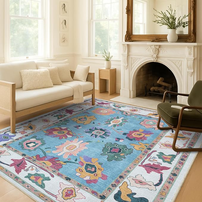 Fame Living Colorful Oushak Runner Rug, Modern Runners, Long Runner Rugs - Image 8