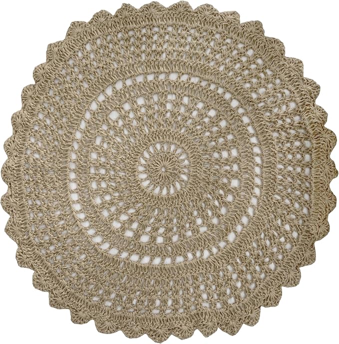 Ramanta Home Jute Handmade Natural Crochet Woven Rug 3 Feet Round, Anti- Slip - Image 4