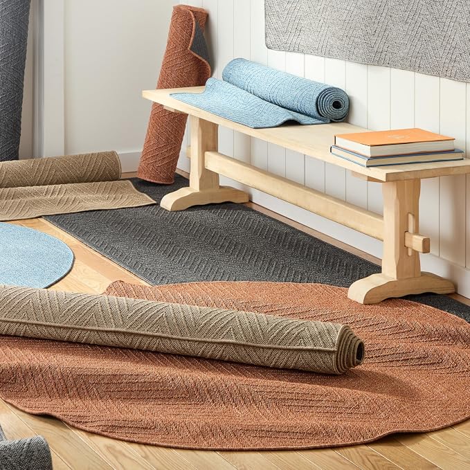 TOWN & COUNTRY BASICS Pax Herringbone Textured Solid Everwash® Washable Area Rug - Image 4