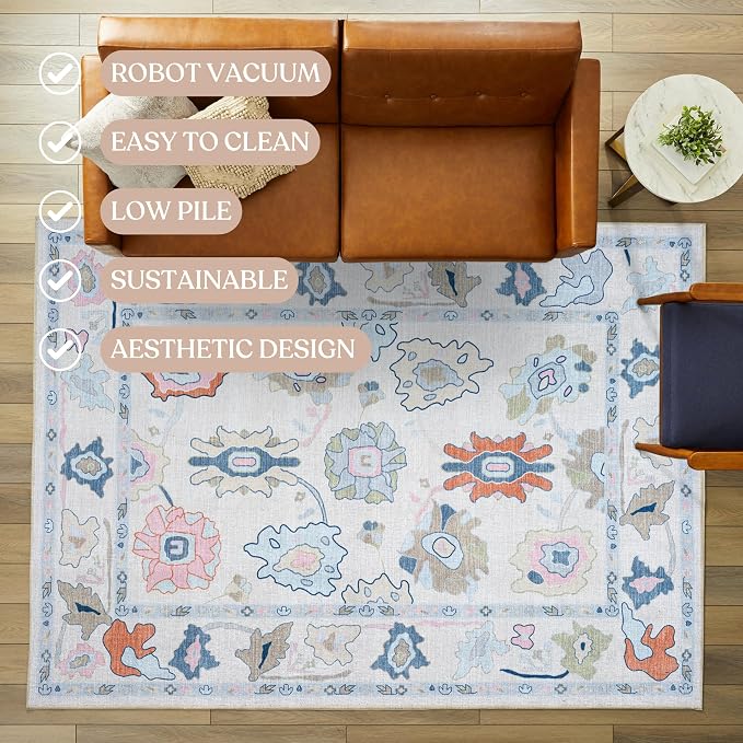 Fame Living Cream Oushak Rug, Large Area Rugs - Image 3