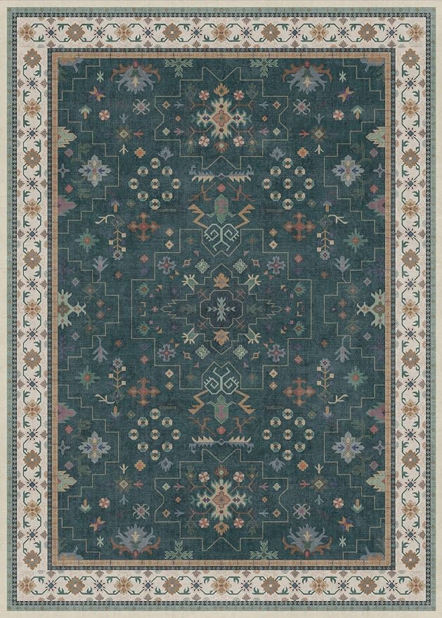 Dark Green Oushak Living Room Rug 10x14 - Image 2