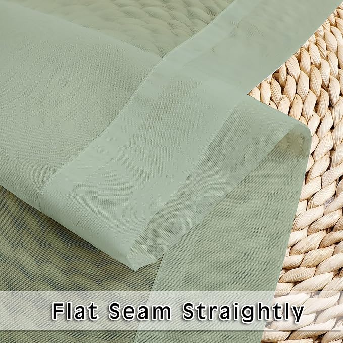 OVZME 2 Panels Sage Green Semi Sheer Valance - Image 6