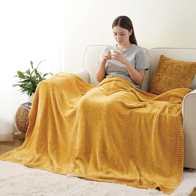 BATTILO HOME Mustard Yellow Throw Blanket - Image 6