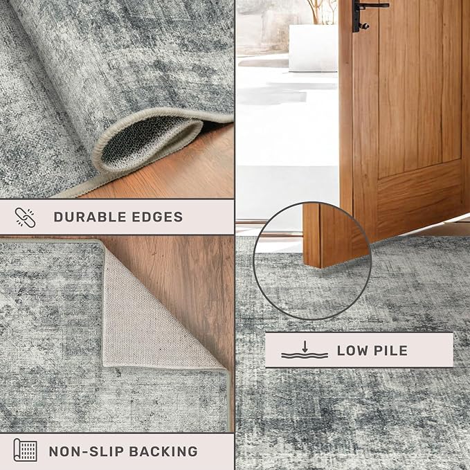 Slate Blue Abstract 5x7 Rug for Office - Image 5