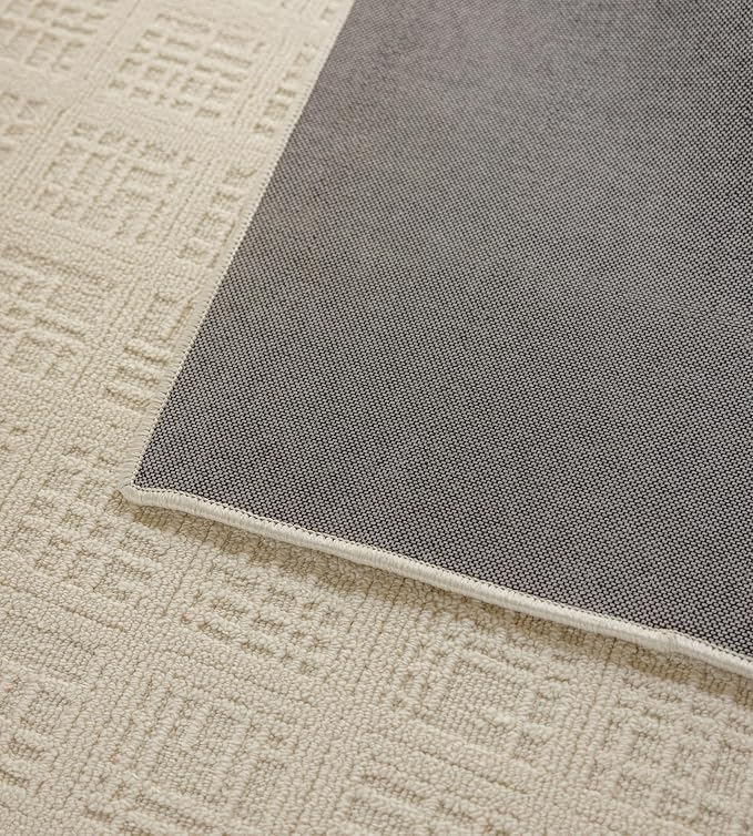 jxgzyy Beige Area Rug, 0.36'' Thick Low Pile Textured Rug, Modern Aesthetic - Image 7