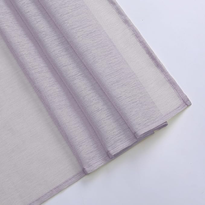 DONREN Lavender Purple Luxury Semi Sheer Window Scarf - Image 6