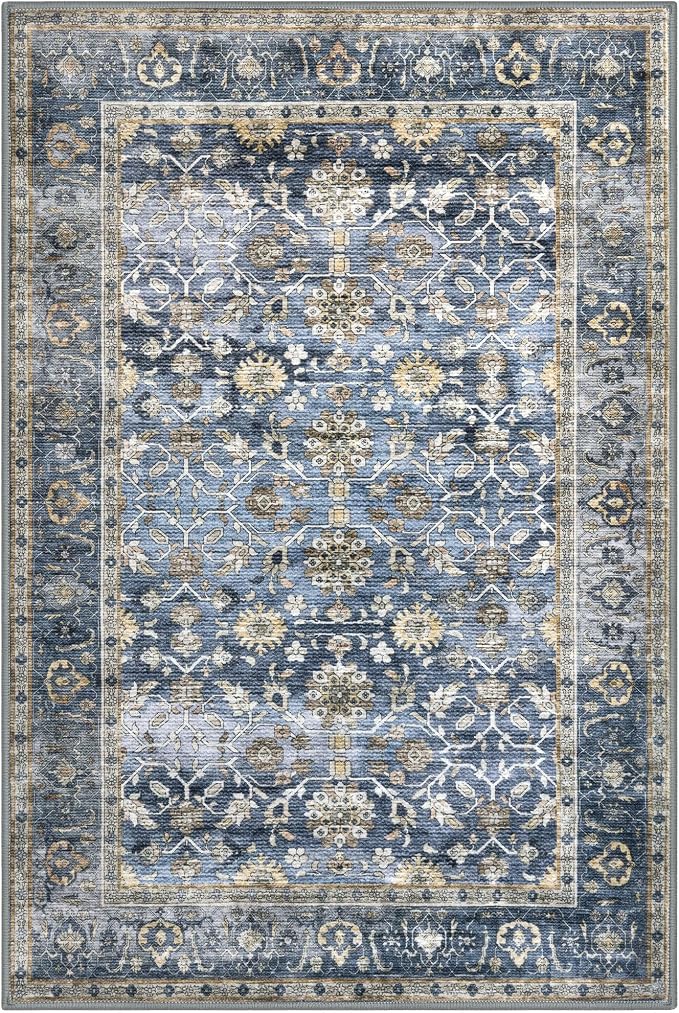 KUTA Vintage Floral Rugs for Entryway, Non-Slip Washable Ultra Thin Soft - Image 7