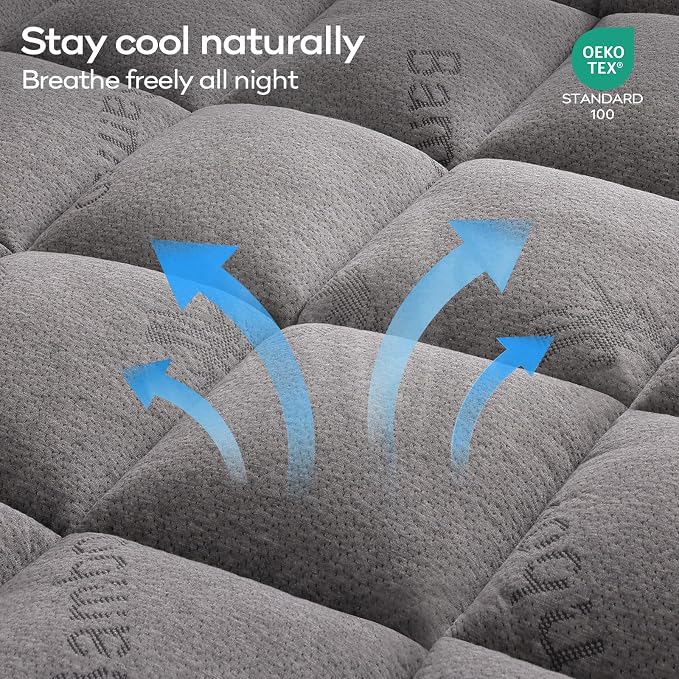 OLANLY Queen Mattress Topper – Viscose Made from Bamboo, Cooling Soft Queen - Image 3