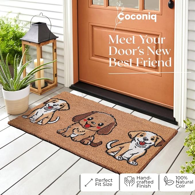 Coir Door Mats 17" X 30", Non-Slip Sturdy, PVC Backed Heavy Duty, The 3 Cute - Image 9