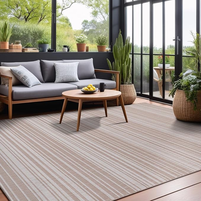 Stripe Outdoor Rug 10x14 Washable Outside Carpet - Image 10