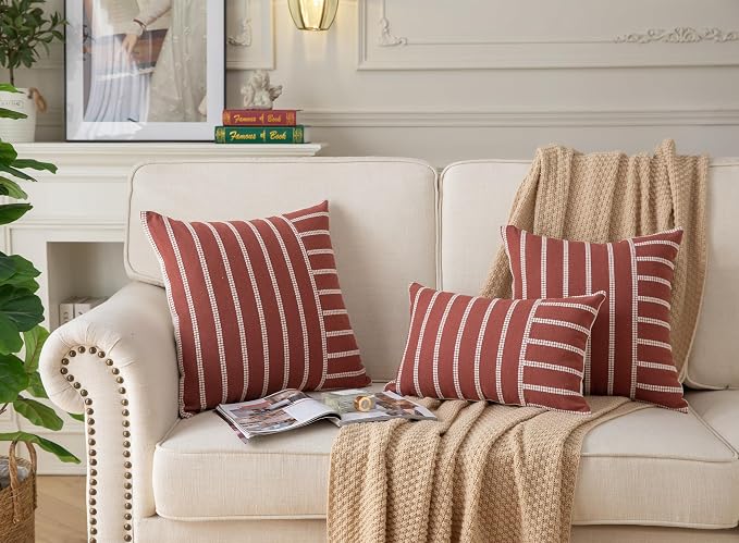 Caflife Boho Fall Throw Pillow Covers 18x18 Set of 2 Soft Farmhouse Decorative - Image 7