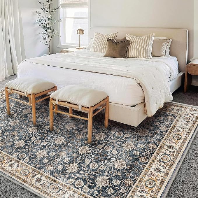 Washable Area Rug 10'x14' Boho Design Non-Shedding Easy Care Ideal - Image 3