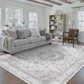 Grey Gray Area Rug 6x9 Washable Vintage Carpet by PureCozy
