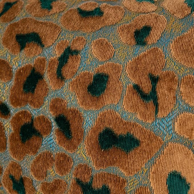 Alerfa Green Brown Floral Throw Pillow Cover 12 x 20 Inch Cut Velvet Rectange - Image 6