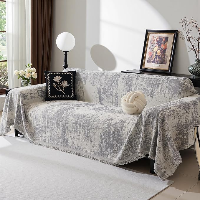 MEETSKY Small Boho Couch Cover Sofa Covers Washable, Chenille Soft Throws Cover - Image 2