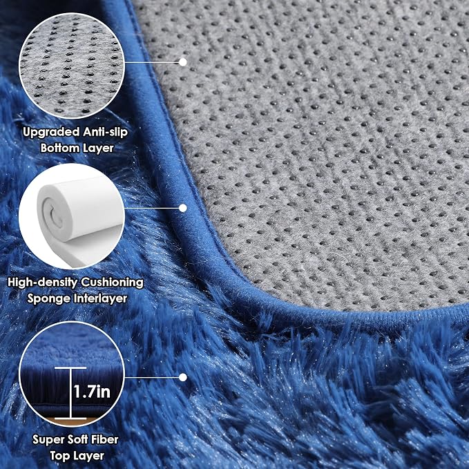 ONASAR Navy Area Rugs for Bedroom Living Room, Washable 4x6 Blue Fluffy Indoor - Image 3