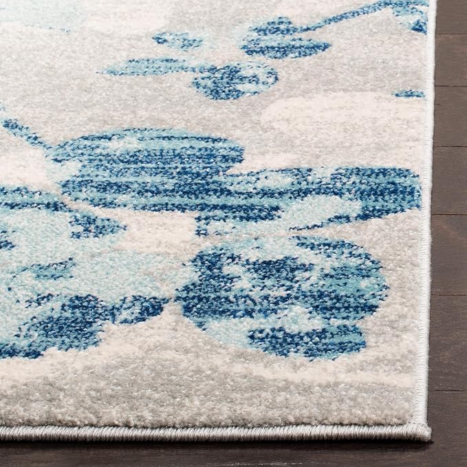 SAFAVIEH Evoke Collection 2'2" x 11' Grey/Light Blue EVK236J Floral - Image 4