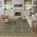 8x10 Area Rug for Living Room Green Brown Vintage Washable Bedroom Carpet by PureCozy