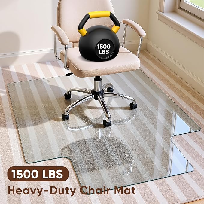 Antok Irregular Tempered Glass Chair Mat, Heavy Duty 0.2" Desk Chair Mat - Image 6