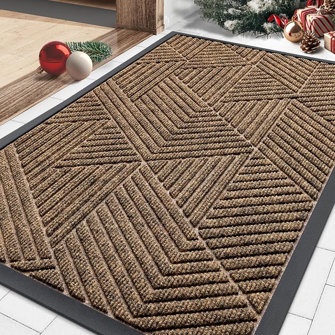 Smiry Front Door Mat Outside Entrance, Heavy Duty Sturdy Natural Rubber Doormat by Smiry