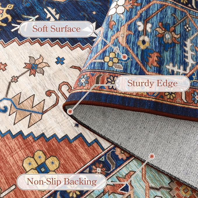 Lahome Oriental Washable Rug 6x9, Non-Slip Ultra-Thin Living Room Area Rug - Image 5
