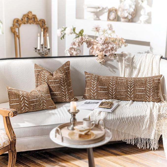 BlissBlush Fall Brown Decorative Throw Pillow Covers 18X18, Boho Farmhouse - Image 4