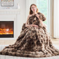 Lotus Karen Faux Fur Throw Blanket Tie-Dye Dark Coffee by LotusKaren
