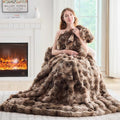 Lotus Karen Faux Fur Throw Blanket Tie-Dye Dark Coffee by LotusKaren