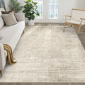 5x7 Area Rugs Living Room: Washable Large Neutral Beige Rug Abstract Soft by LOONGRUG