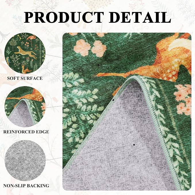 DUKINO 4x6 Rug, Washable Animal Area Rug - Image 4