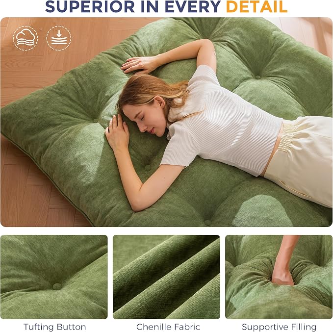 MAXYOYO Japanese Floor Mattress Queen Size, Thick Chenille Tatami Mat Sleeping - Image 6