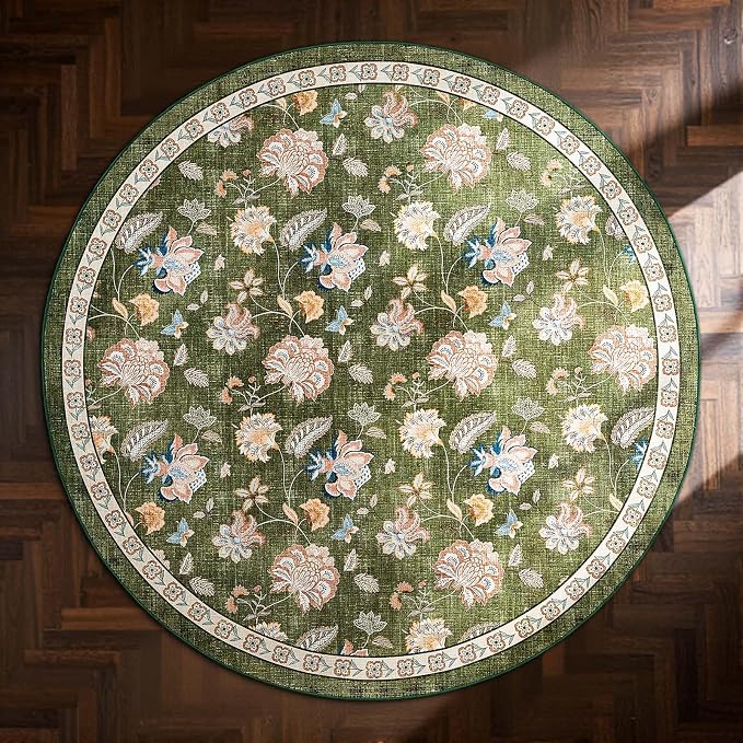 jinchan Elora 6ft Floral Round Rug - Image 9