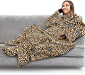 PAVILIA Fleece Blanket with Sleeves, Foot Pockets by PAVILIA