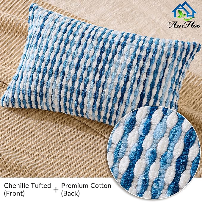 AmHoo Set of 2 Boho Chenille Pillow Cover Decorative Tufted Pillowcase - Image 4
