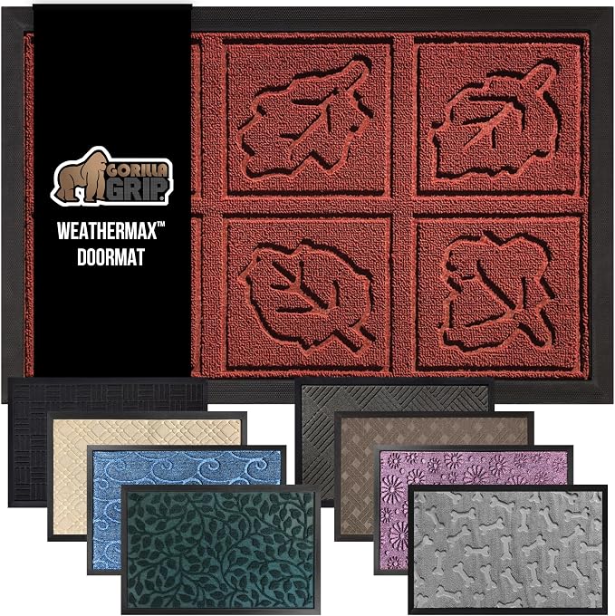 GORILLA GRIP 100% Waterproof All-Season WeatherMax Doormat 35x23, US Designed by GorillaGrip