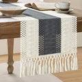 ZeeMart Macrame Style Bicolor Stitching Table Runner, 14 x 60 Inch by ZEEMARTONLINE