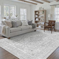 Gray Area Rug 6x9 for Living Room Washable Vintage Carpet Low Pile Non Slip by PureCozy