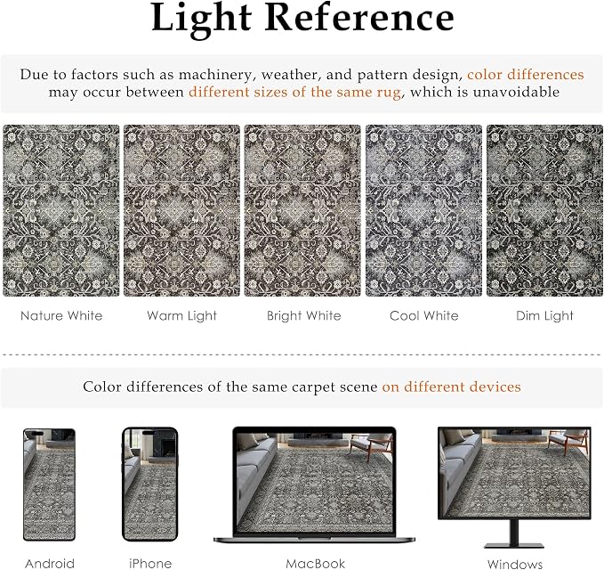 Black Runner Rug 2x6 Vintage Area Carpet Hallway Long Indoor Kitchen Washable - Image 2