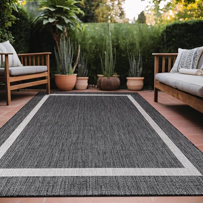 Bordered Outdoor Rug 5x7 Washable Outside Carpet by Unknown